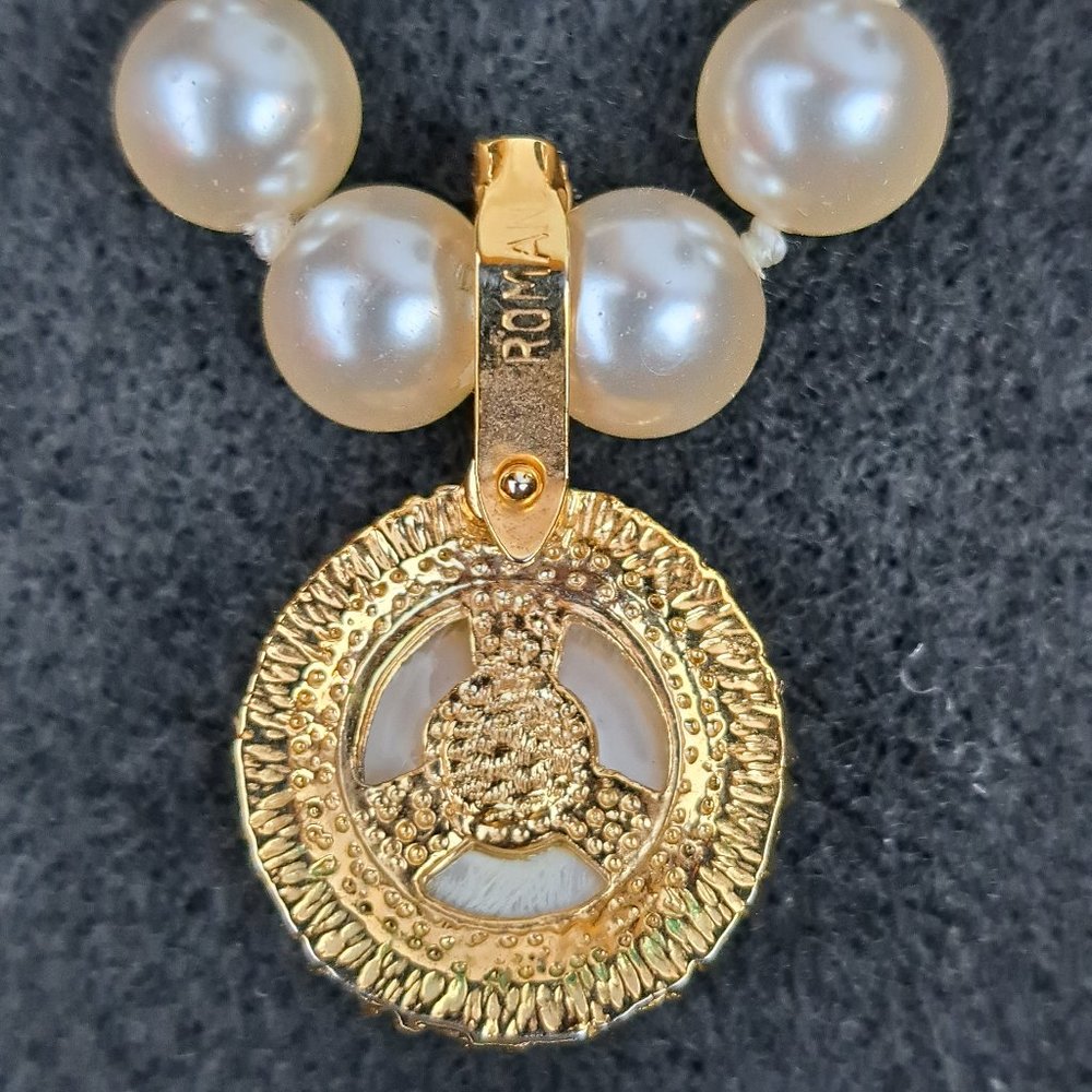 Vintage Roman Faux Pearls & Faux Pearl/Crystal Pendant Enhancer - Picture 9 of 16